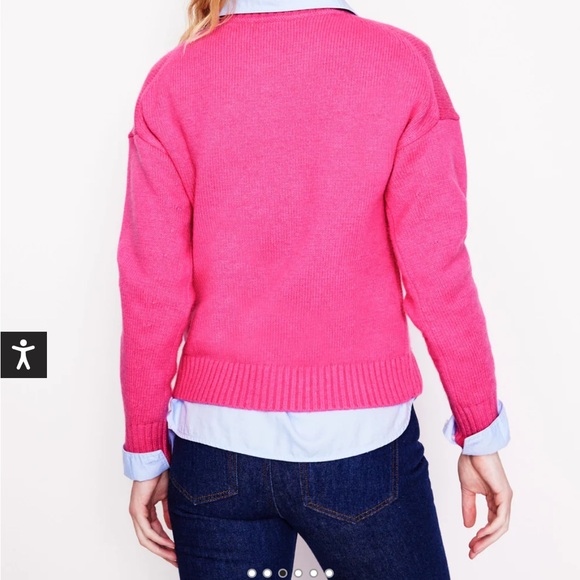Boden Pink Embroidered Frenchie Sweater - Picture 3 of 12